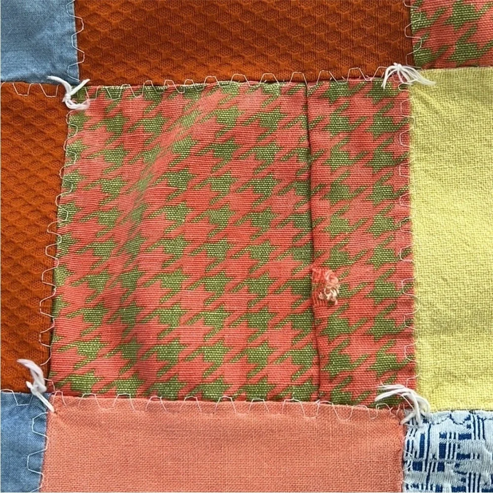 Vintage Patchwork Quilt Blanket Multi Print Throw 76” x 70”